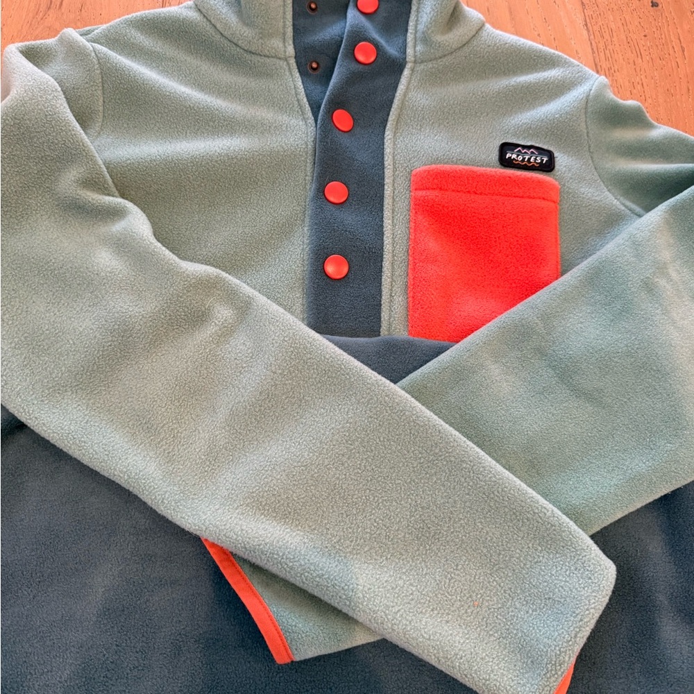 Women's Teal and Coral Ski Jacket - Picture 4 of 7